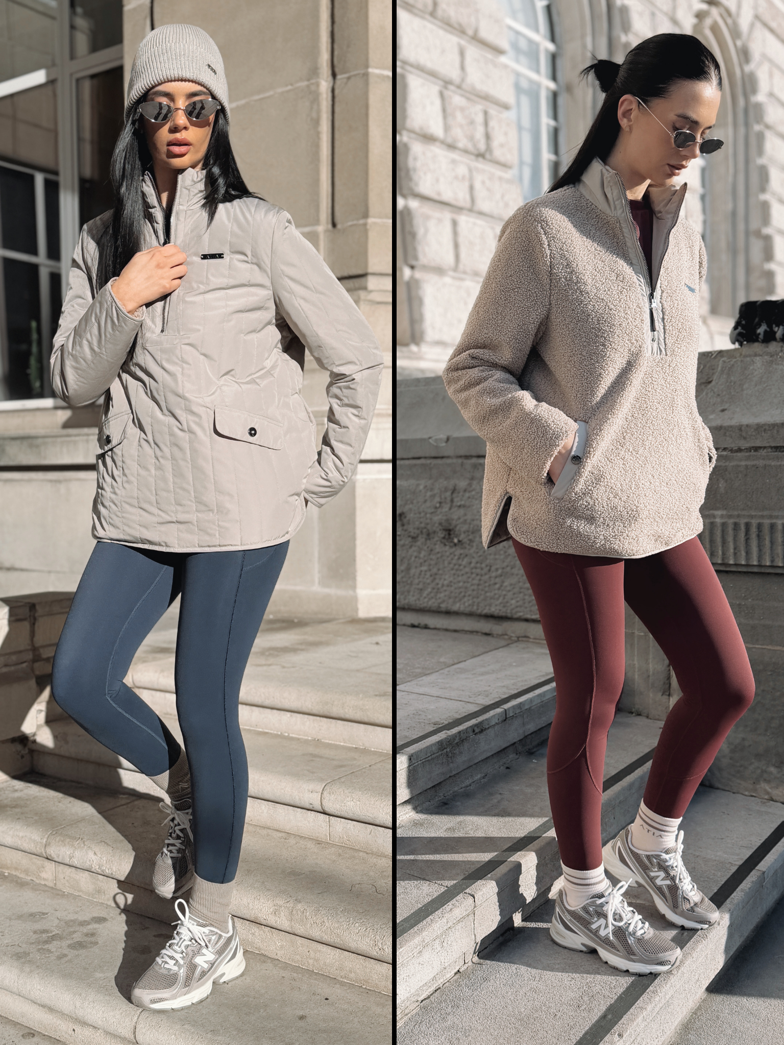 VERSA DUAL 1/2 ZIP JACKET - PEBBLE / NATURAL