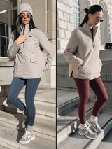 VERSA DUAL 1/2 ZIP JACKET - PEBBLE / NATURAL