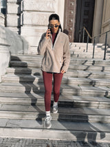 VERSA DUAL 1/2 ZIP JACKET - PEBBLE / NATURAL