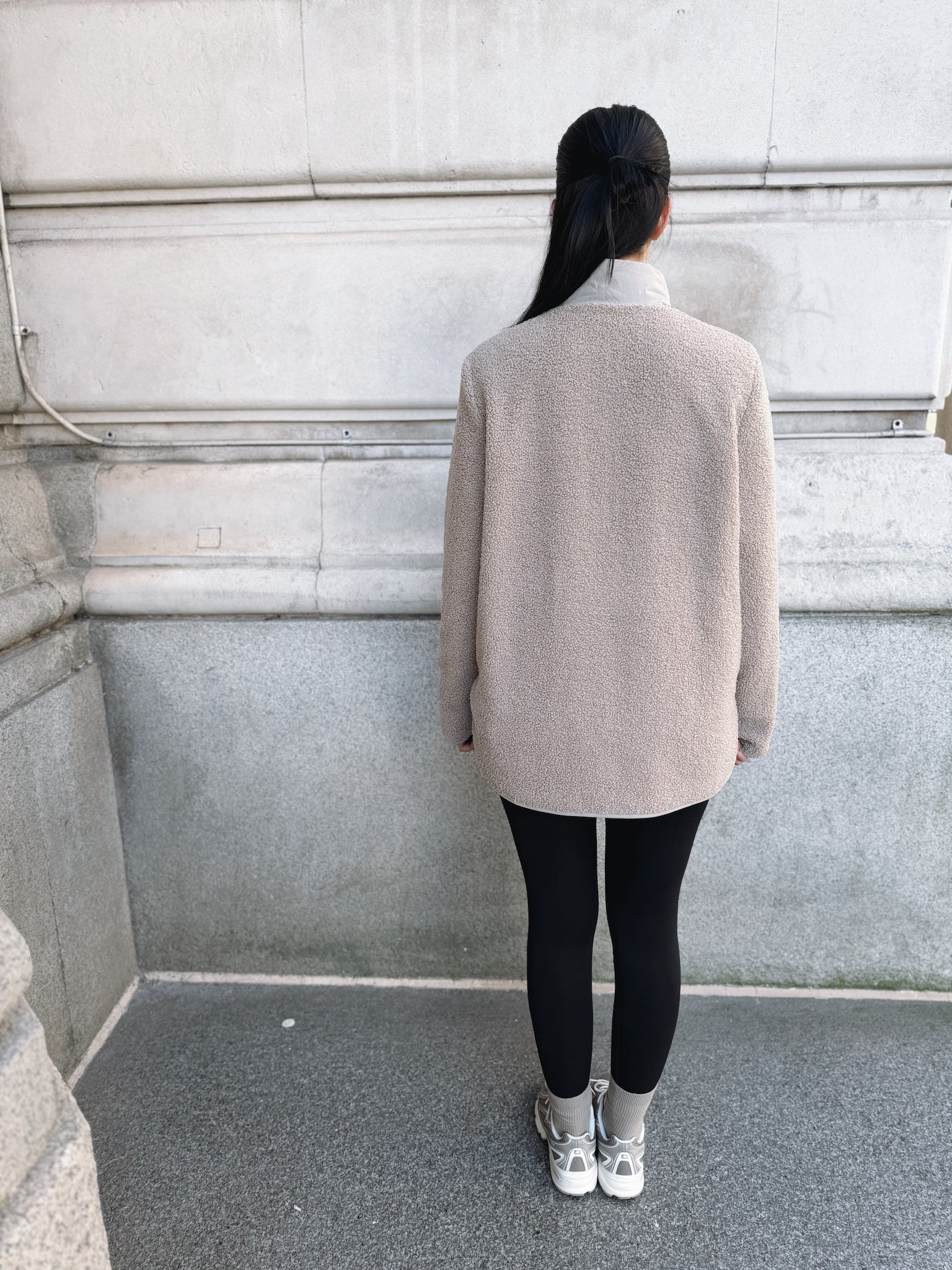 VERSA DUAL 1/2 ZIP JACKET - PEBBLE / NATURAL