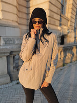 VERSA DUAL 1/2 ZIP JACKET - PEBBLE / NATURAL