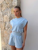 CRUISE SLEEVELESS SWEAT TOP - SKY