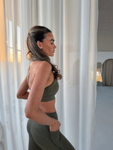 CENTRED SPORTS BRA - OLIVE NIGHT