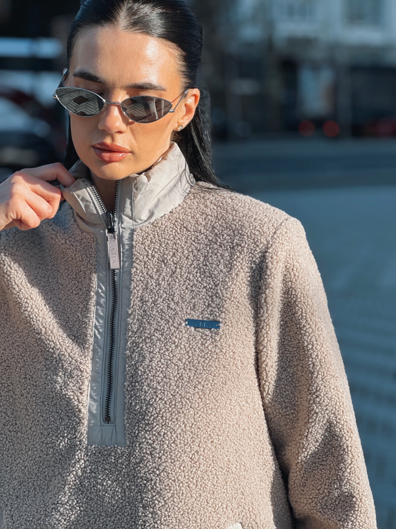 VERSA DUAL 1/2 ZIP JACKET - PEBBLE / NATURAL