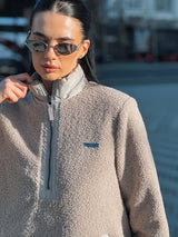 VERSA DUAL 1/2 ZIP JACKET - PEBBLE / NATURAL