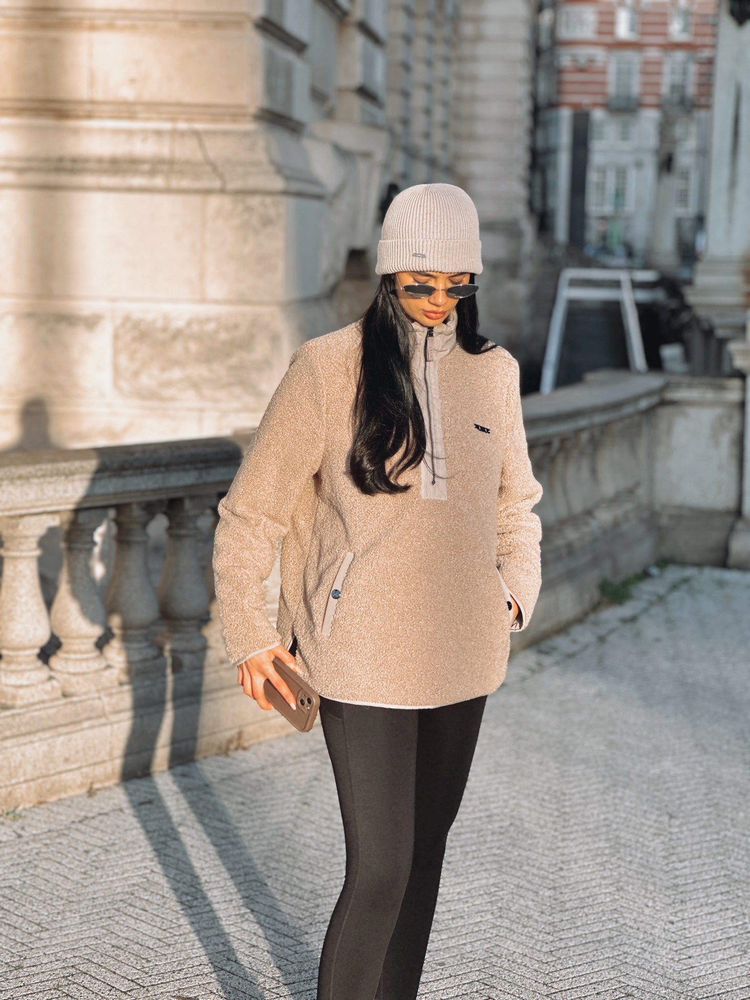 VERSA DUAL 1/2 ZIP JACKET - PEBBLE / NATURAL